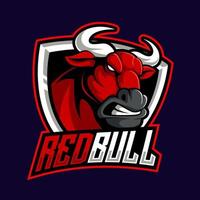 red bull esport rotes maskottchen für sport und esports logo vektor