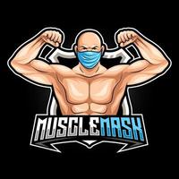 Muskelmasken-Mann-Maskottchen für Sport- und Esport-Logo-Vektorillustration vektor