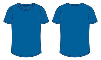 kurzarm t-shirt technische mode flache skizze vektor-illustration blaue farbvorlage für damen. vektor