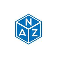 Naz-Brief-Logo-Design auf schwarzem Hintergrund. naz kreative initialen brief logo konzept. Naz-Briefgestaltung.