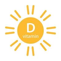vitamin d text med solen ikon vektor skönhet, apotek
