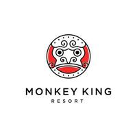 monkey king logotyp med mono linje stil designmall vektor