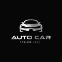 Auto-Logo-Design mit Konzept-Sportfahrzeug-Symbol-Silhouette auf Metall-Farbverlauf vektor