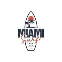 miami surf logotyp för t-shirt och kläder vektor designmall