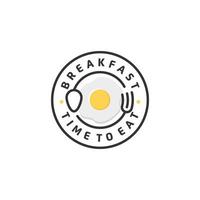 frukostrestaurang med sked gaffel hipster vintage retro badge emblem logotyp design vektor