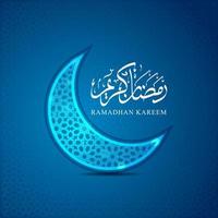 ramadan kareem islamischer gruß mit mondpatern und kalligraphiebeschriftungshintergrundvektorillustration vektor