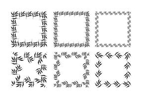 illustration av samling av diverse fyrkantiga svarta fyrkantiga ramar gjorda av växter på vit isolerad bakgrund vektor