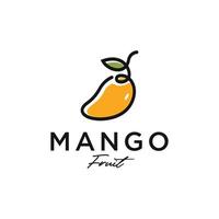 minimalistisches Mango-Obst-Logo-Design mit Strichgrafik-Farbvektor vektor