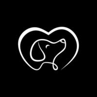 Liebeshund. eine Illustration eines Logos, das einen Hund mit einem Herzsymbol kombiniert, was Liebe zu Hunden bedeutet