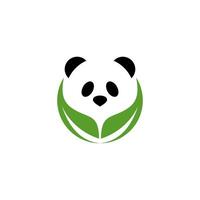 natur panda. en illustration av en logotyp som kombinerar en panda med en mängd olika blad, löven symboliserar naturen vektor