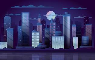 Wolkenkratzer der Stadt bei Nacht Hintergrund vektor