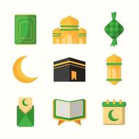 Eid-Jahreszeiten-Gruß-Icon-Set vektor