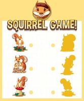 ein Eichhörnchen-Matching-Spiel-Arbeitsblatt für Kinder vektor