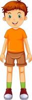 en pojke som bär orange t-shirt tecknad vektor