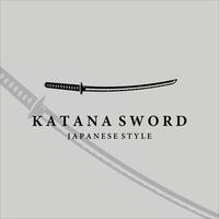 katana svärd logotyp vintage vektor illustration design. enkla moderna japanska svärd av katana logotyp koncept mall emblem illustration vektordesign
