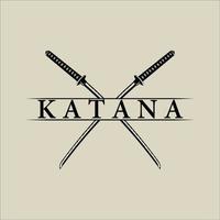 Katana-Schwert minimalistisches Vintage-Logo-Vorlagenvektor-Illustrationsdesign. einfaches modernes japanisches Schwert-Emblem-Logo-Konzept. Schwert für Samurai japanischer Krieger Logo Konzept Vektor Vintage Design