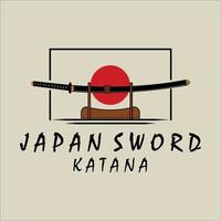 katana svärd logotyp vintage vektor illustration design. modern japansk svärd av katana logotyp koncept mall emblem illustration vektor design