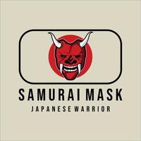 mask av samuraj vintage logotyp mall vektor illustration design. enkel modern samurai mask för japansk krigare logotyp koncept illustration vektor design