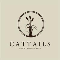 cattails eller vass logotyp vintage vektor illustration design