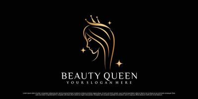 Schönheitskönigin Icon Logo Design Inspiration für Frauen mit Premium-Vektor im Linienkunststil vektor