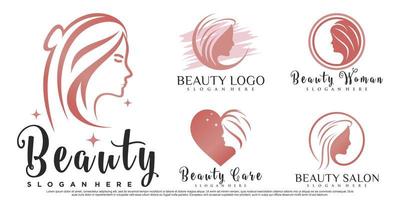 Beauty-Frauen-Icon-Set-Logo-Design-Inspiration für Salon mit kreativem Element-Premium-Vektor