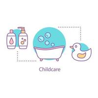 Symbol für das Konzept der Kinderbetreuung. Säuglingsbaden. kindheitsidee dünne linie illustration. Babybadezeit. Vektor isoliert Umrisszeichnung