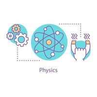 Physik-Konzept-Symbol. schul- oder universitätsfachidee dünne linienillustration. Molekularstruktur und Magnetismus. physikalische Phänomene. Vektor isoliert Umrisszeichnung