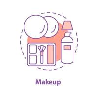 Make-up-Konzept-Symbol. kosmetikidee dünne linie illustration. Schönheitssalon. Rouge, Foundation und Wattepads. Vektor isoliert Umrisszeichnung