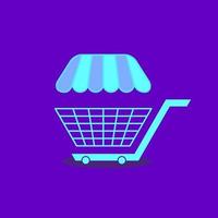 Trolley-Cart-Store-Logo-Konzept. blau und lila. online Shop. Logo, Symbol, Symbol und Zeichen vektor