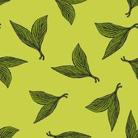 nahtlose Muster gravierte Blätter. vintage hintergrund des teeblattes im handgezeichneten stil. vektor