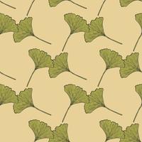 nahtloses muster gravierte blätter ginkgo biloba. vintage hintergrund botanisch mit laub im handgezeichneten stil. vektor