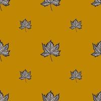 Blätter Ahorn graviert nahtloses Muster. vintage hintergrund botanisch mit kanadischem laub im handgezeichneten stil. vektor