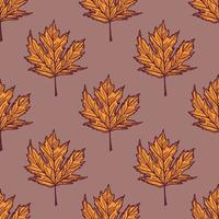 Blätter Ahorn kanadisch graviert nahtloses Muster. vintage hintergrund botanisch mit laub im handgezeichneten stil. vektor