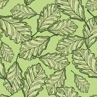 Blätter Eiche graviert nahtloses Muster. vintage hintergrund botanisch mit waldlaub im handgezeichneten stil.