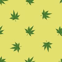 blad lönn kanadensiska graverade sömlösa mönster. vintage bakgrund botaniska blad cannabis i handritad stil. vektor