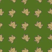 löv lönngraverat sömlöst mönster. vintage bakgrund botanisk med kanadensiska bladverk i handritad stil. vektor