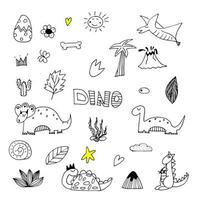 Stellen Sie niedlichen Doodle-Dino für Kinder ein vektor