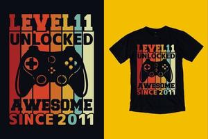 Level 11 freigeschaltet genial Sinus 2011 für Gamer-T-Shirt-Design vektor