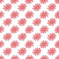 florales nahtloses Vektormuster mit Blumen. Frühlingsflora. einfacher handgezeichneter Kinderstil. hübsches Ditsy für Stoff, Textil, Tapete. digitales Papier im weißen Hintergrund vektor