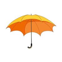 Abbildung Regenschirm. gelbe Farbe. herbstliche farbenfrohe Gestaltung. flaches Design. Vektor.