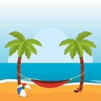 Poster Palmen Strand Landschaft Sommer Vektor-Illustration vektor