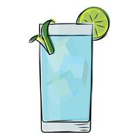 isolierte zitronenblaue Cocktailgetränk-Vektorillustration vektor