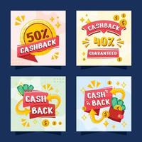 cash back inläggsmall för sociala medier för onlinebutik vektor