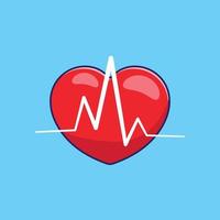 rotes Herz mit medizinischem Hintergrund der Herzschlaglinie vektor