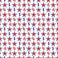 patriotuc seamless mönster med stjärnor röda, blå, vita färger av amerikanska flaggor och bokstäver usa. självständighetsdagen koncept. vektor bakgrund. omslagspapper, tapeter, tygtextil, digitalt papper.