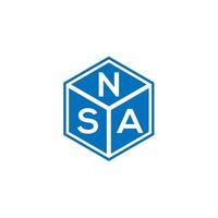 NSA-Brief-Logo-Design auf schwarzem Hintergrund. nsa kreatives Initialen-Buchstaben-Logo-Konzept. NSA-Briefgestaltung. vektor