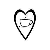 Kaffeetassen-Vektorsymbol und Dampf erzeugt ein Herz. Valentinstag-Kaffeetasse-Symbol. vektor