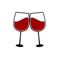 zwei Gläser Rotwein. Beifall mit Rotweingläsern auf weißem Hintergrund. vektor