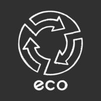Öko-Label-Kreide-Symbol. Kreis mit geschnittenen Pfeilen innerhalb des Zeichens. Recycling-Symbol. Umweltschutz-Aufkleber. umweltfreundliche Chemikalien. Bio-Kosmetik. isolierte vektortafelillustration vektor