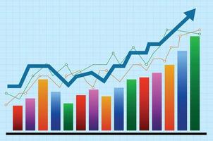 steigendes Diagramm, Finanzdiagramm mit Pfeil, Geschäftsmarketingkonzept, Vektorillustration vektor